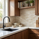 Shell Stone Limestone Stripe Liner on 12" x 12" Mesh Mosaic Tile