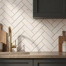 Shell Stone Limestone 1"x3" Herringbone on 12" x 12" Mesh Mosaic Tile