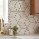 Shell Stone Limestone Rhombus Design on 12" x 12" Mesh Mosaic Tile
