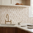 Shell Stone Limestone Rhombus Design on 12" x 12" Mesh Mosaic Tile
