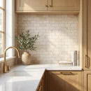Shell Stone Limestone 2"x4" Brick Honed on 12" x 12" Mesh Mosaic Tile