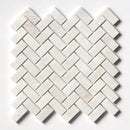 Siberian White Polished Herringbone Marble Mosaics 11x11