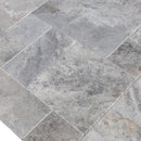 Silver Antique French Pattern Set Travertine Tile-Brushed and Chiseled