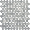 Silver Honed Hexagon Glass Mosaics 11 3/4x11 1/2