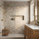 Silver Shadow Marble 2"x4" Brick Honed on 12" x 12" Mesh Mosaic Tile