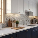 Silver Shadow Marble Laguna on 12" x 12" Mesh Mosaic Tile