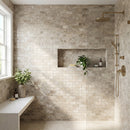 Silver Shadow Marble 2"x4" Brick Honed on 12" x 12" Mesh Mosaic Tile