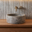 Silver Travertine Natural Stone Above Vanity Bathroom Sink Polished (D)16" (H)5"