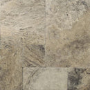 silver travertine pavers tumbled pattern top closeup view