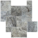 silver travertine pavers tumbled pattern top view