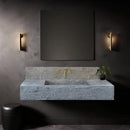 Gray Travertine Wall Mount Bathroom Sink With Backsplash