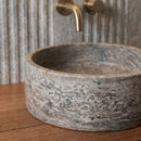 Silver Travertine Natural Stone Above Vanity Bathroom Sink Polished (D)16" (H)5"