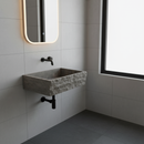 Silver Travertine Wall-mount Split-face Bathroom Sink (W)16" (L)20"