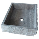 Silver Travertine Wall-mount Split-face Bathroom Sink (W)16" (L)20"
