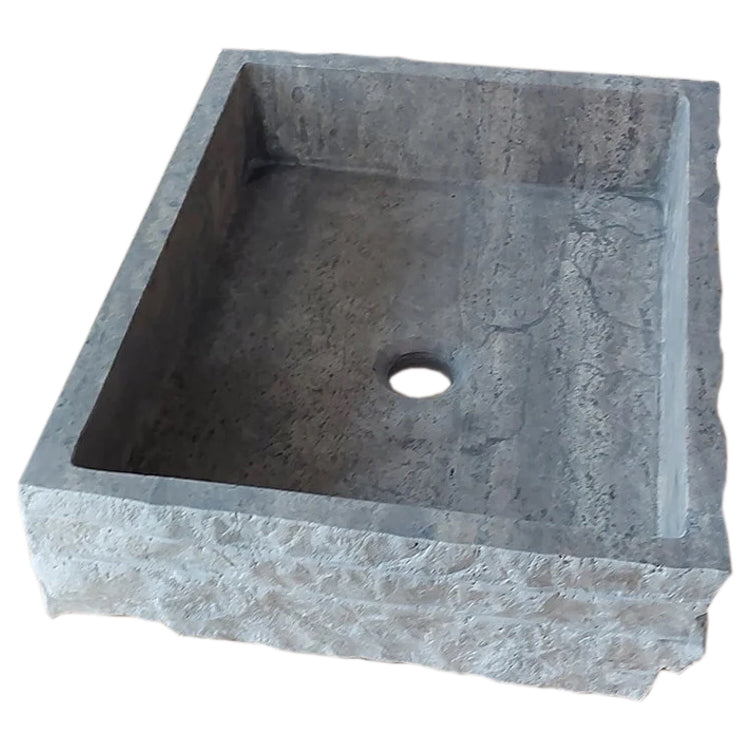 Silver Travertine Wall-mount Bathroom Sink Split-face Outside (W)16" (W)20" (H)5" angle view