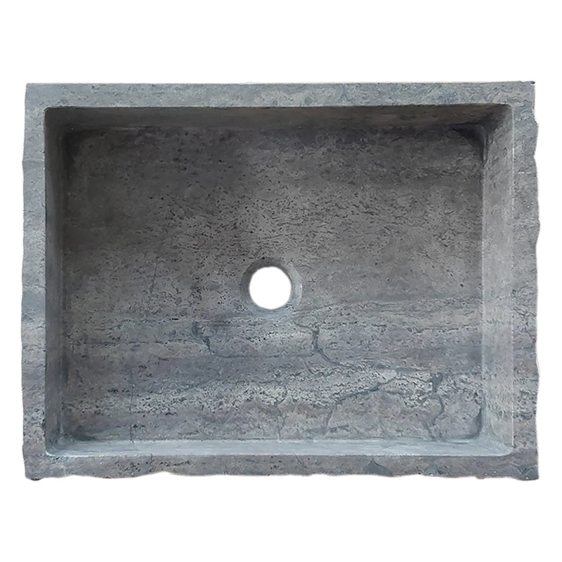 Silver Travertine Wall-mount Bathroom Sink Split-face Outside (W)16" (W)20" (H)5" top view