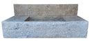 Silver Travertine Rustic Wall-mount Bathroom Sink with 8" Backsplash (W)20" (L)48" (H)8" front view