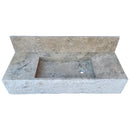Silver Travertine Rustic Rectangular Wall-mount Bathroom Sink with 8" Backsplash
