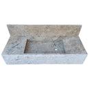 Silver Travertine Rustic Wall-mount Bathroom Sink with 8" Backsplash (W)20" (L)48" (H)8" top- angle view