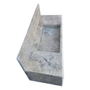 Gray Travertine Wall Mount Bathroom Sink With Backsplash