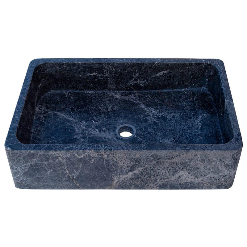 Natural Stone Sirius Black Marble Rectangular Above Vanity Bathroom Sink Polished product shot