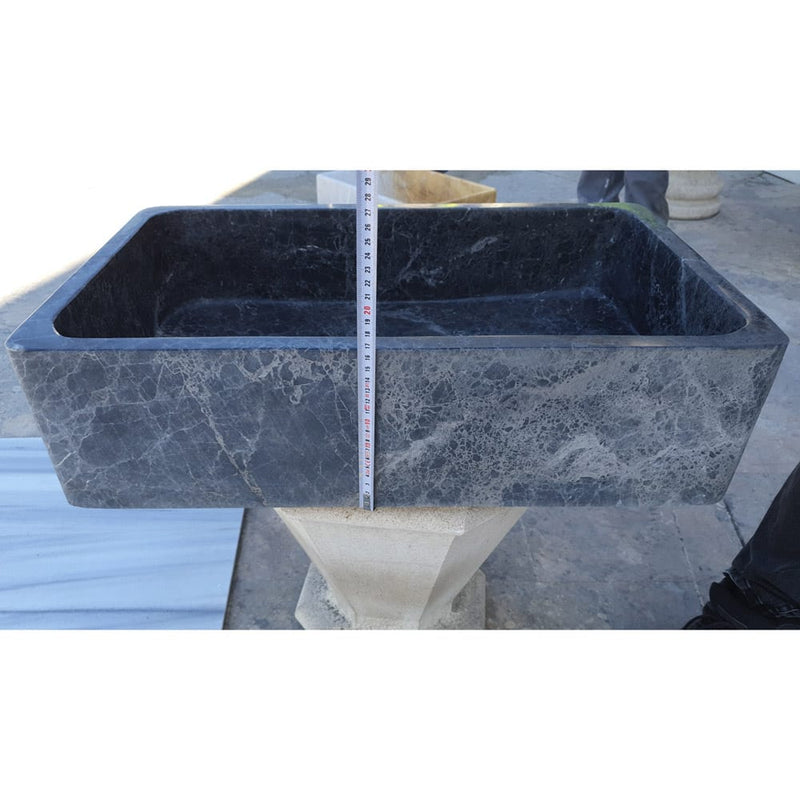 sirius black marble farmhouse sink 24 height measure view