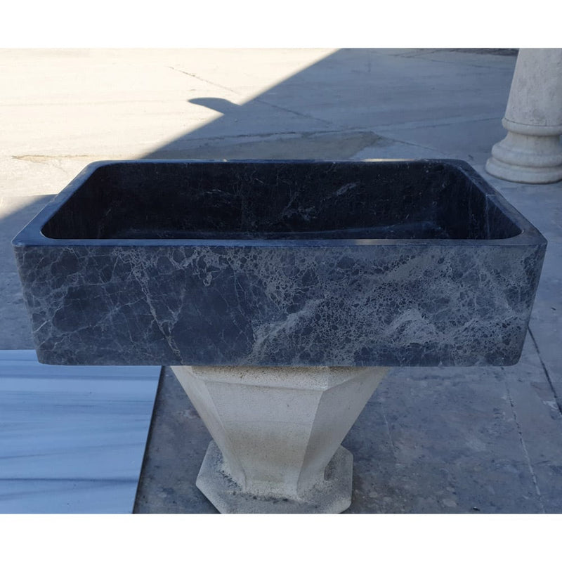 Natural Stone Sirius Black Marble Rectangular Above Vanity Bathroom Sink Polished side