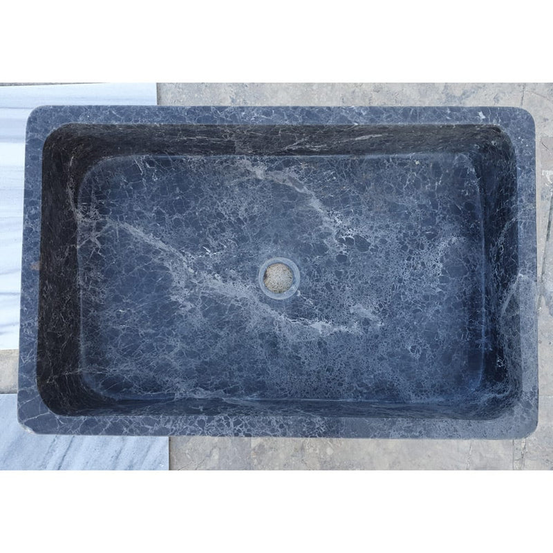 Natural Stone Sirius Black Marble Rectangular Above Vanity Bathroom Sink Polished top