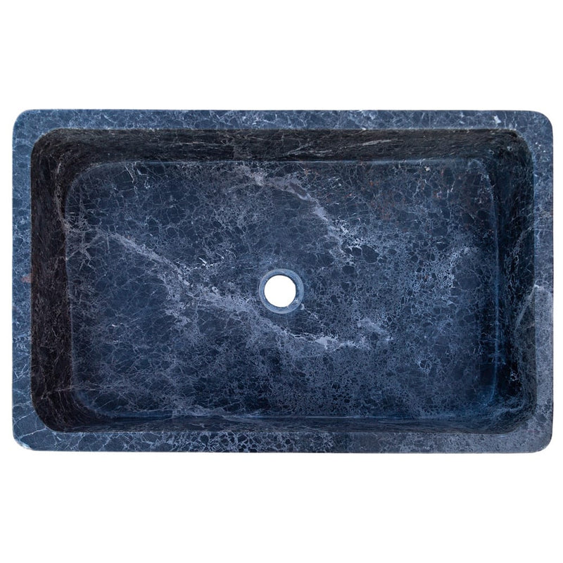 Natural Stone Sirius Black Marble Rectangular Above Vanity Bathroom Sink Polished top view