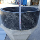 Natural Black Marble Vessel Sink 16.5 Inch Round Polished Finish