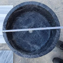 Natural Black Marble Vessel Sink 16.5 Inch Round Polished Finish