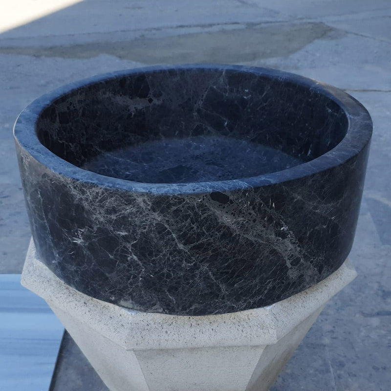 sirius black marble vessel sink TMS19 side view