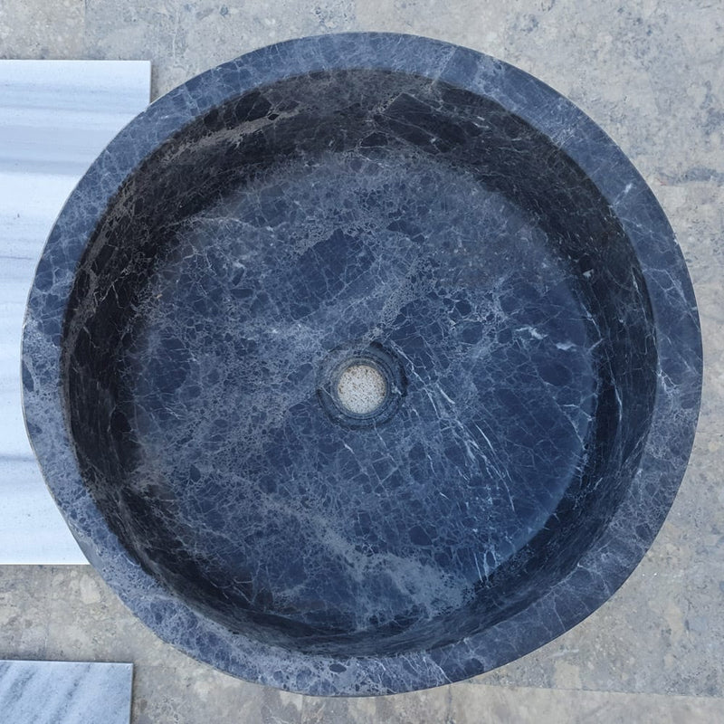 sirius black marble vessel sink TMS19 top view