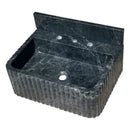 Hand Carved Black Marble Wall Mount Bathroom Sink
