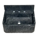 Sirius Black Marble Wall-mount Bathroom Sink Ribbed with 4" Backsplash (W)16" (L)20" (H)8"