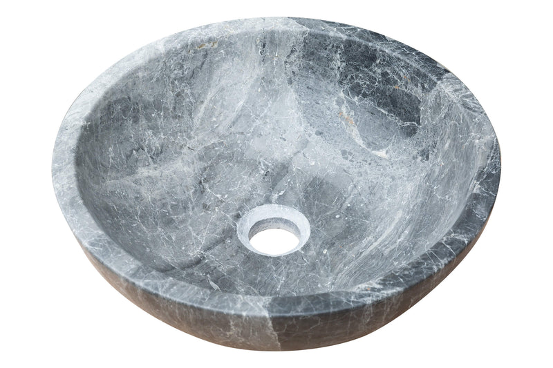 Sirius Gray Marble Vessel Above Vanity Bathroom Sink Polished (D)15" (H)6" angle view