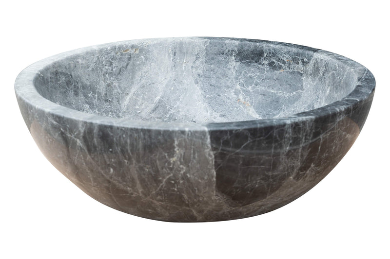 Sirius Gray Marble Vessel Above Vanity Bathroom Sink Polished (D)15" (H)6" side view