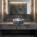 Sirius Gray Marble Vessel Above Vanity Bathroom Sink Polished (D)15" (H)6"