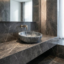 Sirius Gray Marble Vessel Above Vanity Bathroom Sink Polished (D)15" (H)6"