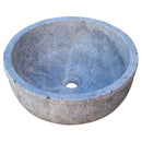 Sirius Silver Marble Round Vessel Sink 16 Inch Polished Grey