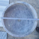 Grey Marble Vessel Bathroom Sink 16 Inch Size Hand Carved Polished