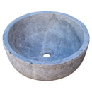 Sirius Silver Marble Natural Stone Above Vanity or Drop-in Bathroom Sink (D)16" (H)6" angle view product shot