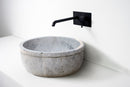 Natural Stone Sirius Silver Marble Self-Rimming Vessel Sink Polished (D)16" (H)6"
