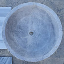 Sirius Silver Marble Natural Stone Above Vanity or Drop-in Bathroom Sink (D)16" (H)6" top view