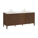 James Martin Myrrin 72" Double Bathroom Vanity, Mid-Century Walnut