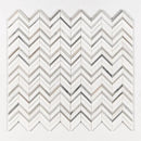 Snow White, Skyline Polished Chevron Fusion Waterjet Marble Mosaics 16x11 7/8
