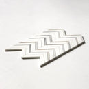 Snow White, Skyline Polished Chevron Fusion Waterjet Marble Mosaics 16x11 7/8