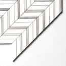 Snow White, Skyline Polished Chevron Fusion Waterjet Marble Mosaics 16x11 7/8