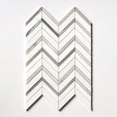 Snow White, Skyline Polished Chevron Fusion Waterjet Marble Mosaics 16x11 7/8