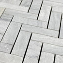 Solto White 1"x3" Herringbone on 12" x 12" Mesh Marble Mosaic Tile